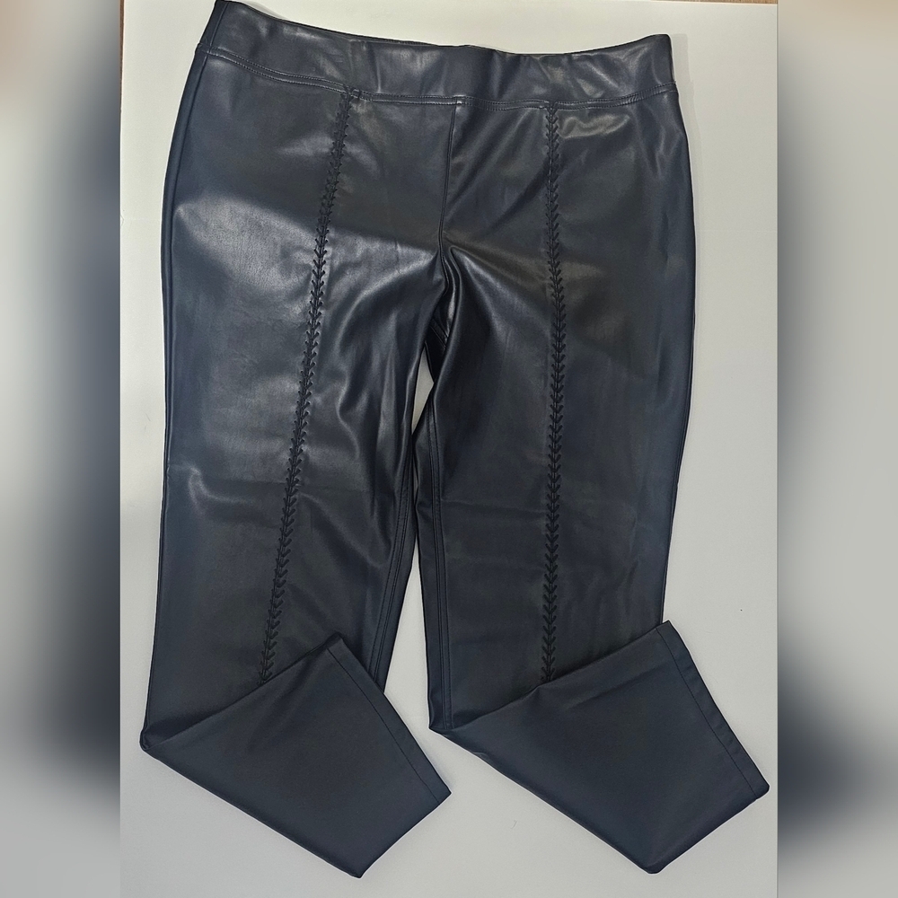 NWT Cato Women's Faux Leather Black Pants XL